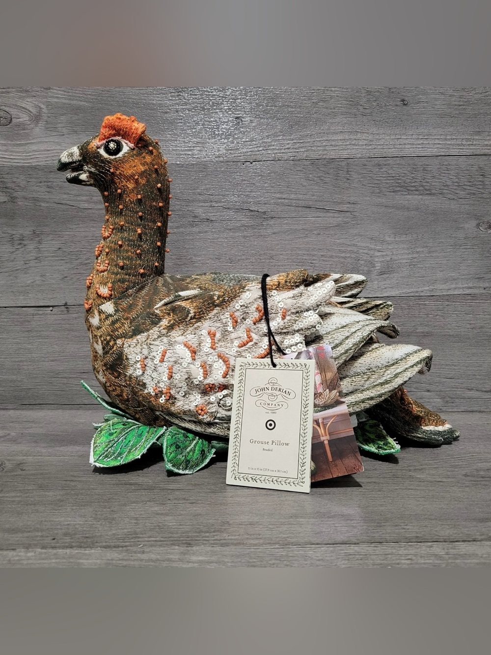 John Derian Brown & Orange Grouse Accent Pillow